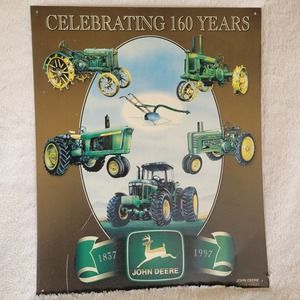 VTG John Deere 'Celebrating 160 Years' 1837-1997 Tractors Tin Metal Sign✨️13x16